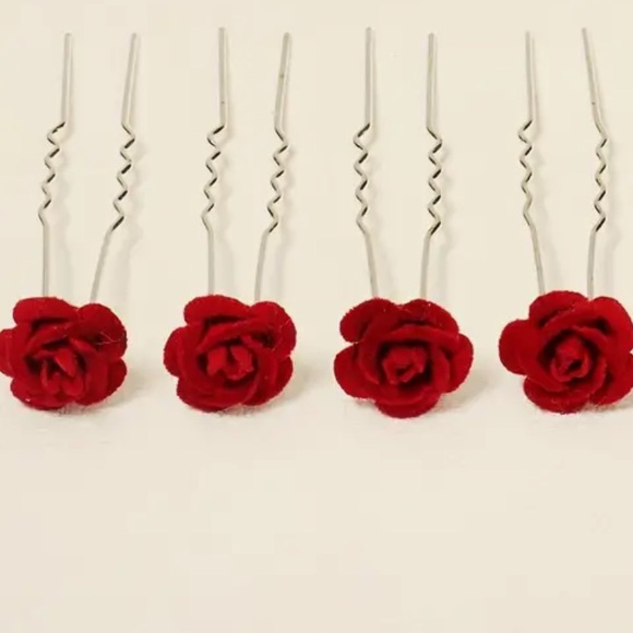 Velvet Rose Hair Pin Accessory - Picture 3 of 6